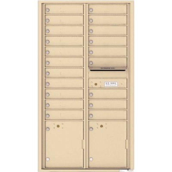 Florence Mfg Co Florence Versatile 4C Mailbox 4C16D-20, 56-1/2"H, 20 Mailboxes, 2 Parcel, Front Loading, Beige, USPS 4C16D-20SD